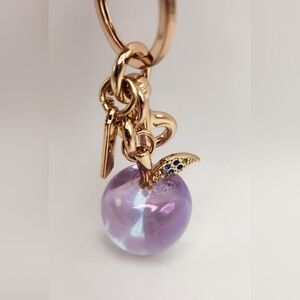 Iridescent Purple Apple W/ Gold Hardware And Jewel Accents Keychain/Charm